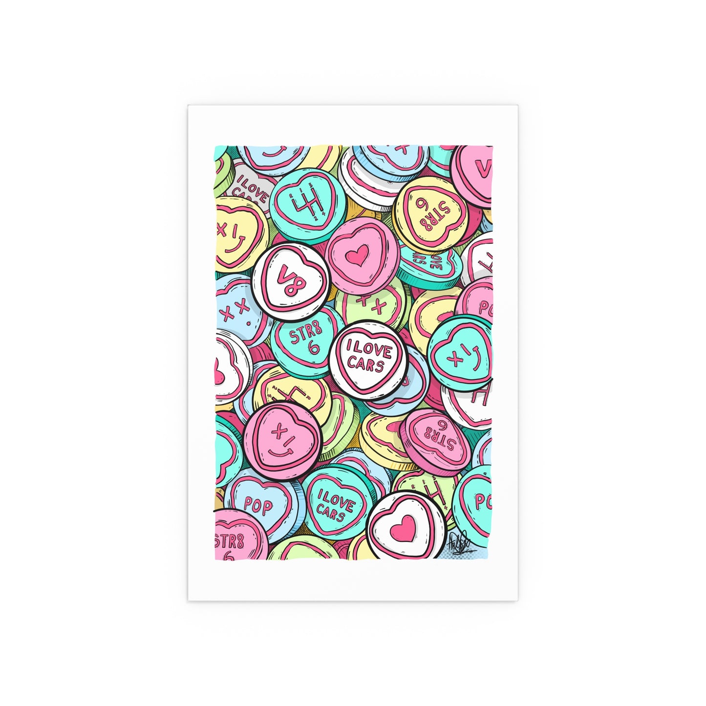 Petrol Head Love Hearts Silk Poster