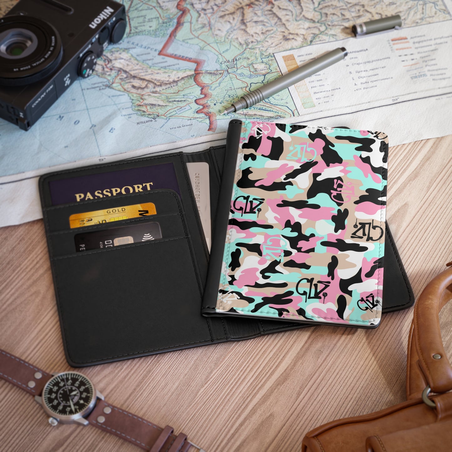 Cult-Like Camo Travel Wallet + Passport Cover