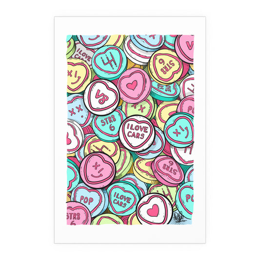 Petrol Head Love Hearts Silk Poster