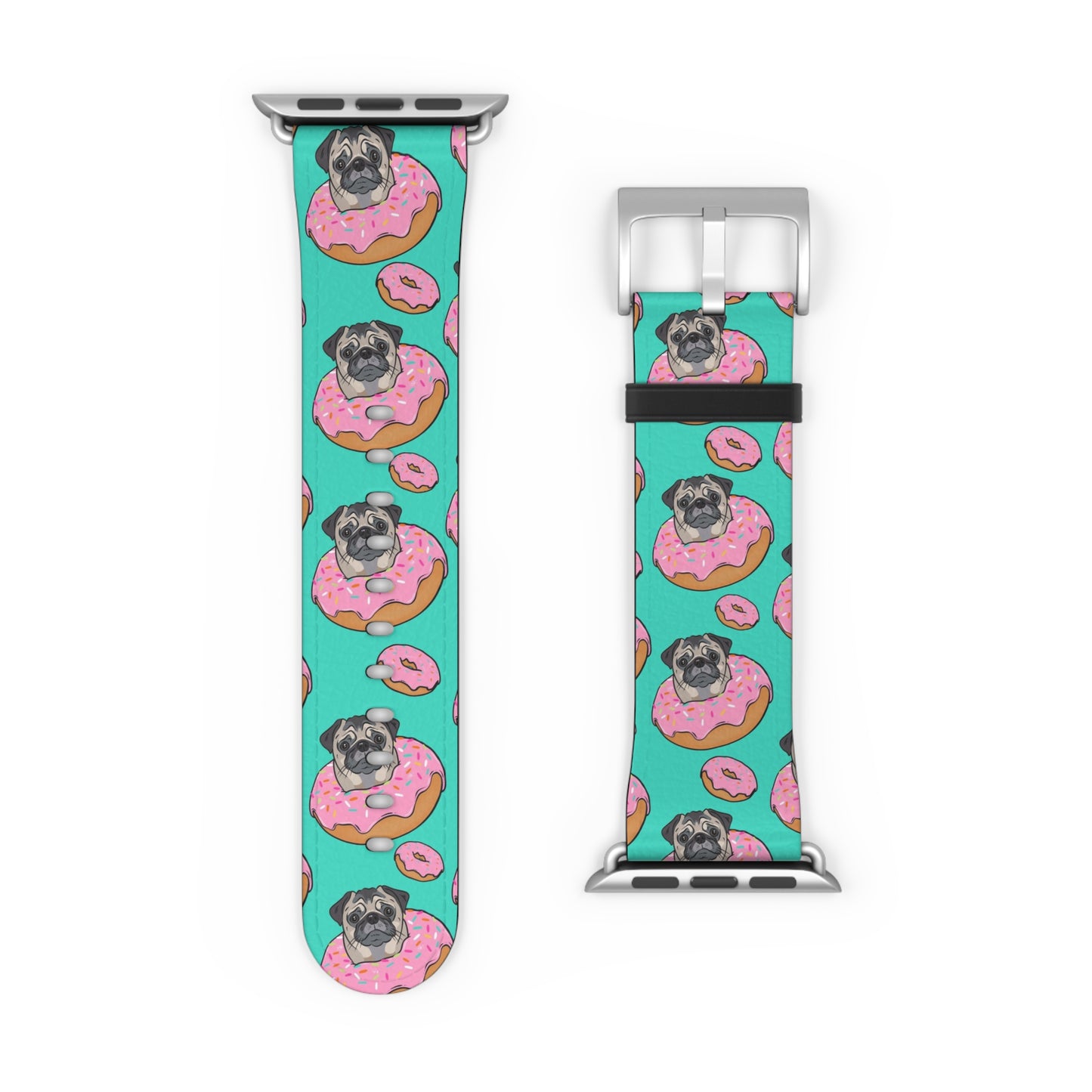 Pug in a Doughnut Watch Band